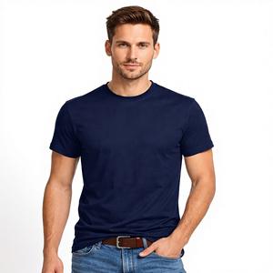 Camiseta Extra Grande de Cuello Redondo Azul Marino para Hombre |   Camiseta Informal Transpirable de Talla Grande para Uso Diario, Elegante y Versátil - Product Image 1