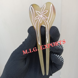 Épingle à cheveux en corne de buffle naturelle, couleur brun clair, écologique, faite à la main, art populaire moderne, DIY, durable, décoration intérieure - Product Image 6