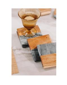 Elegante Juego de Posavasos de Madera y Mármol para Restaurante, Cafetería, Bar, Resistentes al Calor - Product Image 1