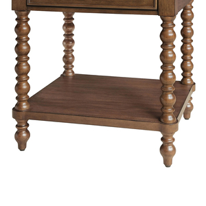 Classic Solid Mahogany Wood Nightstand <b>Storage</b> Contemporary Design Brown Finish Bedroom Apartment Living Room Use 1 Drawer - Product Image 5