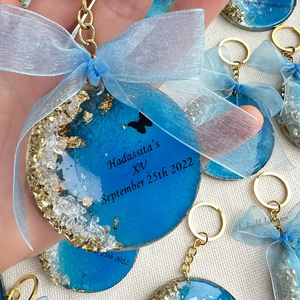 Custom Resin Blue Keychain Personalized <b>Name</b> Bow Handmade Keychain Fashion Bag Accessories Gift for Her - Product Image 1