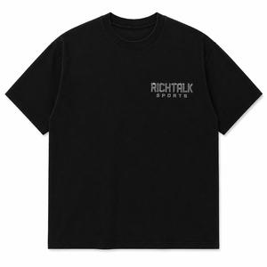 Men's <b>Collarless</b> Black Casual Short Sleeve T-<b>Shirt</b> Glitter Print Rhinestone Logo Front Breathable Summer Wear ODM Soft 100% - Product Image 2