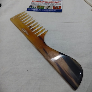 Peigne à cheveux en corne de bœuf de qualité supérieure, antistatique, fait main, démêlant, à dents larges, en corne naturelle - Product Image 5