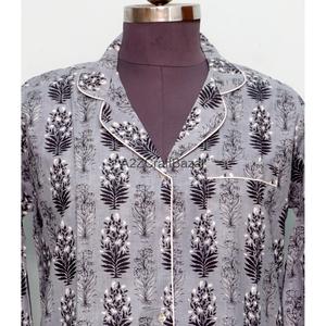 Chemise longue de style kimono pour femme, 100% coton pur, respirante, écologique, à imprimé floral, col en V ouvert sur le devant, manches 3/4, coupe ajustée - Product Image 3