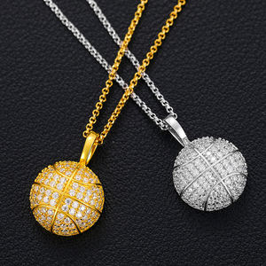 Pendentif boule dorée avec incrustation de strass, plaqué or 18 carats, collier classique pour femme, cadeau - Product Image 3