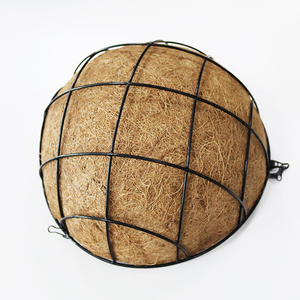 Panier suspendu en métal pour plantes, support rond en fil métallique avec chaîne, doublure en fibre de coco, décoration pour jardin, balcon, intérieur et extérieur - Product Image 2