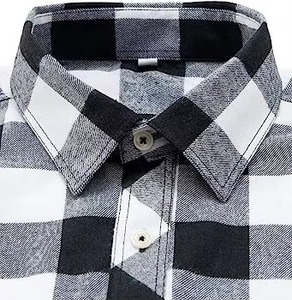 เสื้อเชิ้ตผ้าแฟลนเนลผู้ชาย แนวสมาร์ทแคชชวล คอตั้ง แขนยาว ทรงสุภาพ สำหรับฤดูใบไม้ผลิ ย้อมเส้นด้าย ทรงโอเวอร์ไซส์ กันยับ ผ้าฝ้าย 100% ระบายอากาศได้ดี - Product Image 6