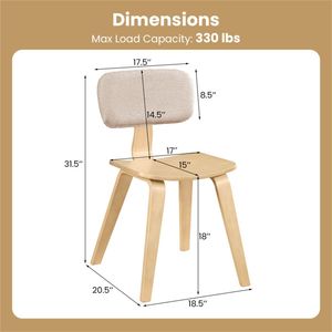 Set di 2 Sedie da Pranzo Imbottite in Velluto Naturale Beige, Design Morbido e Imbottito, per Proprietari di Ristoranti - Product Image 5