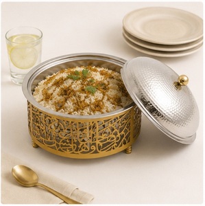 Olla de Acero Inoxidable de Calidad Premium con Caligrafía Islámica, Calentador de Comida, Diseño Árabe de Lujo, Cazuela para Buffet de Ramadán, Catering de Hotel - Product Image 4