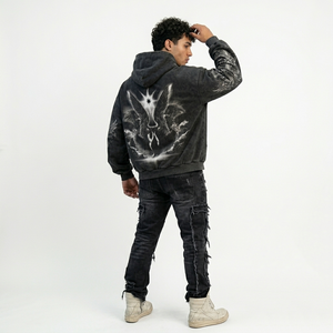Sudadera con Capucha Extra Grande Personalizada para Hombre, 460 GSM, 100% Algodón Lavado, Lisa, Bordada, Estilo Urbano, Venta al Por Mayor - Product Image 6