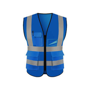 Chaleco de seguridad naranja de alta visibilidad para hombre, cuello en V, cierre de cremallera, rayas reflectantes, ropa exterior informal de poliéster transpirable - Product Image 3