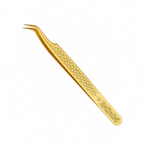 Pinzas Curvas de Precisión para Pestañas, Recubiertas en Oro, con Punta Suave, Herramienta para Aplicación de Extensiones - Product Image 2