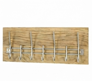 Elegant Coat <b>Hook</b> Organizer Metal With Wooden Base Perfect <b>For</b> Bathroom And Kitchen Door Storage Stylish Home Decoration - Product Image 4