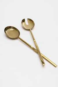 Gold Plated Salad Fork And Spoon <b>Set</b> With Shell Design Handle Metal Salad Serving Luxury Cutlery <b>Sets</b> 2 Pcs Wedding Decoration - Product Image 3