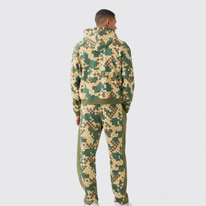 Men's <b>Camouflage</b> Hooded <b>Tracksuit</b> Set Full Sleeve Zipper Closure Casual Wear Autumn Style Breathable Polyester Material - Product Image 3
