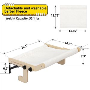 Amaca per Gatti in Peluche da Finestra, Comoda Seduta in Legno Senza Foratura e Senza Ventosa per Gatti da Interno - Product Image 6