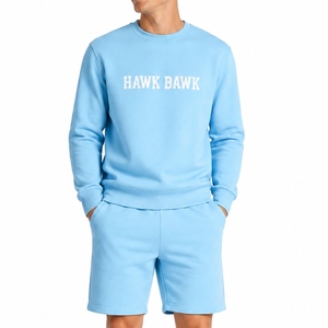 Ensemble sweat-shirt et short à col rond pour homme, imprimé, décontracté, en molleton bouclette, confortable, pour homme - Product Image 1