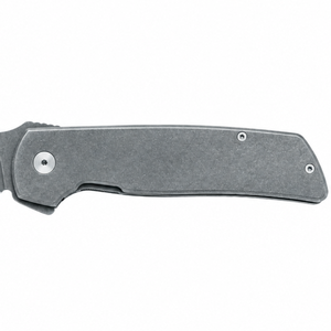Couteaux pliants gris avec lame pointue finition stonewashed, manche métallique droit, bouton de pouce et vis pivotante pour usage extérieur DX - Product Image 2