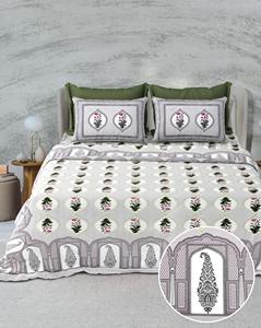 Juego de Sábanas de Algodón de Lujo, Tamaño King, Estampado en Bloques, 100% Algodón, con 2 Fundas de Almohada con Cierre - Product Image 1