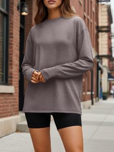 Camiseta Premium de Manga Larga para Mujer, Algodón Suave, Informal, Básica, Cómoda, Corte Ajustado, Cuello Redondo, con Logotipo Personalizado, Estilo Urbano - Product Image 1