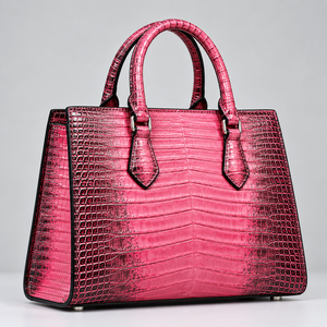 Sac à main de luxe en cuir véritable pour femme, motif crocodile gaufré, fait main, avec bandoulière amovible, personnalisable et portable - Product Image 5