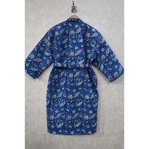 Chaqueta Kimono India Hecha a Mano con Cuello en V y Cordón Ajustable, Acolchada con Diseño Floral, Ligera, de Secado Rápido y Transpirable para Mujer, Larga, para Invierno - Product Image 5