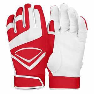 Red <b>White</b> Leather Batting Gloves Full Finger Baseball Training Gloves Adjustable Wrist Strap for Sports - Product Image 1