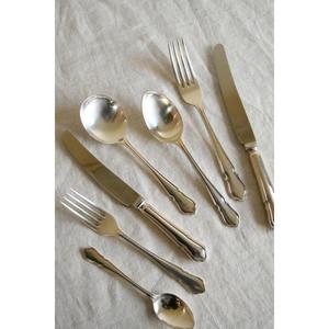 ชุดช้อนส้อมทองเหลือง 7 ชิ้น คุณภาพพรีเมียม เกรดอาหาร ชุดช้อนส้อมเงินหรูหรา สำหรับร้านอาหาร ชุดอุปกรณ์บนโต๊ะอาหาร - Product Image 1