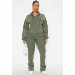 Wholesale Cheap Winter Lace Streetwear Pullover Tracksuits for <b>Women</b> Custom Embroidery Logo Breathable Sweat suit - Product Image 4