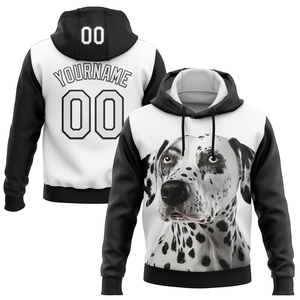 Sweat-shirt à capuche sportif Dalmatien, nouveau design, motif 3D blanc et noir, sur mesure, vente en gros directe - Product Image 1