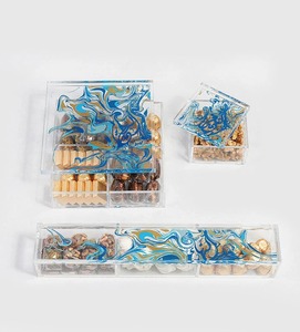 Conteneur alimentaire artisanal en acrylique avec couvercle en bois incrusté de MOP, finition laquée de qualité supérieure - Product Image 1
