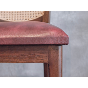 เก้าอี้ Empress รุ่น Teak พร้อมพนักพิงหวายและเบาะหนัง PU สีน้ำตาล Salak - Product Image 4