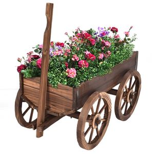 Support de pot de fleurs sur roulettes en bois pour pots et jardinières d'extérieur - Product Image 4