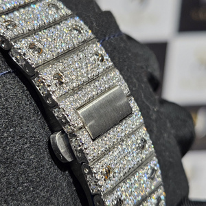 SARVA Rectangle Analog Iced Moissanite <b>Automatic</b> <b>Skeleton</b> <b>Watch</b> 41mm Sapphire Crystal Stainless Steel Luxury Hip Hop Mechanical - Product Image 4