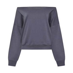 เสื้อสเวตเชิ้ตผู้หญิงไซส์ใหญ่ เสื้อสเวตเชิ้ตเปิดไหล่ ผ้าเจอร์ซีย์สวมใส่สบาย แขนยาว - Product Image 2