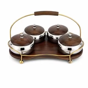 Ensemble de bols à dattes classiques avec plateau de service et couvercle en bois, ensemble de bols à dattes avec plateau en bois pour le Ramadan, bols à dattes, fruits secs et en-cas - Product Image 2
