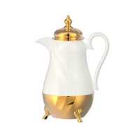 Cafetera Árabe de Lujo Dallah de Acero Inoxidable Dorado y Plateado, Servidor Tradicional de Café de Oriente Medio y Regalo Herencia