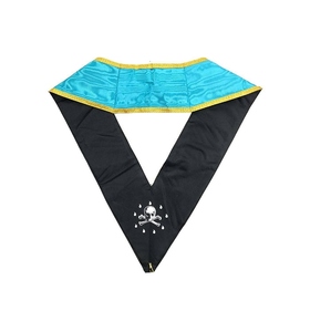 Collier de cérémonie maçonnique personnalisé Rite de Memphis, bleu ciel, broderie dorée, haute qualité, fabricant - Product Image 2