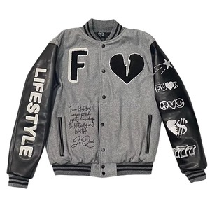 Best Quality <b>Men</b> Varsity <b>Jacket</b> Manufacturer <b>White</b> Leather Sleeves Chenille Patches Varsity <b>Jacket</b> With Embroidery Logo - Product Image 5