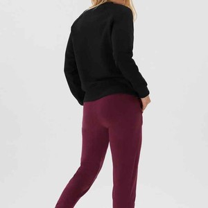Sudadera Negra de Cuello Redondo para Mujer, Corte Regular, Manga Larga, Color Sólido, Tejido de Algodón Transpirable, para Otoño, con Bolsillos - Product Image 3