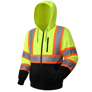Sweat-shirt réfléchissant haute visibilité pour homme, veste de travail en polyester avec fermeture éclair et poches - Product Image 4