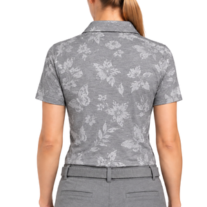 Gray Women Short Sleeve Printed <b>Golf</b> Polo Shirt Floral Pattern Performance Sports <b>Top</b> Custom Wholesale Breathable <b>Golf</b> Apparel - Product Image 2