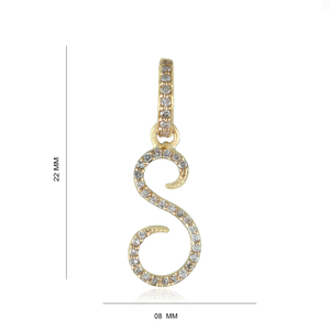 จี้เพชรธรรมชาติทรงหยดน้ำ ทองคำ 14k สีเหลือง ตัวอักษร S แบบเขียนด้วยลายมือ จี้ทำมือ งานละเอียด ขายส่ง จี้สำหรับทุกเพศ - Product Image 1