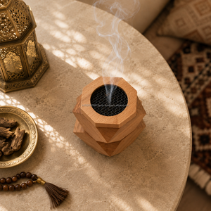 Hand-Made Durable Wooden Waterfall Incense Burner Aromatic <b>Diffuser</b> Geometric Design <b>Oud</b> Scent All-Season Use - Product Image 2