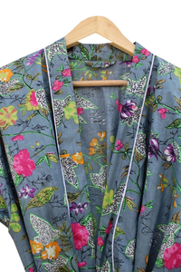 Bata Kimono de Algodón Suave y Transpirable con Estampado de Dibujos Animados para Mujer, Hecha a Mano, ODM, Cuello en V, Cintura Elástica, Larga - Product Image 3