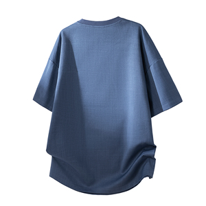 Custom Logo OEM Minimalist Men's Summer Casual Daily Drop Shoulder Stitched Crew <b>Neck</b> Breathable Short Sleeve <b>Polo</b> <b>Shirt</b> <b>T</b>-<b>Shirt</b> - Product Image 4
