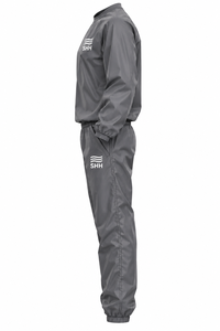 Custom Grey Sauna Suit <b>Men</b> Crew Neck Sweat Training Tracksuit Pullover <b>Top</b> Elastic Cuff Pants <b>Thermal</b> Gym Workout Fitness Wear - Product Image 3