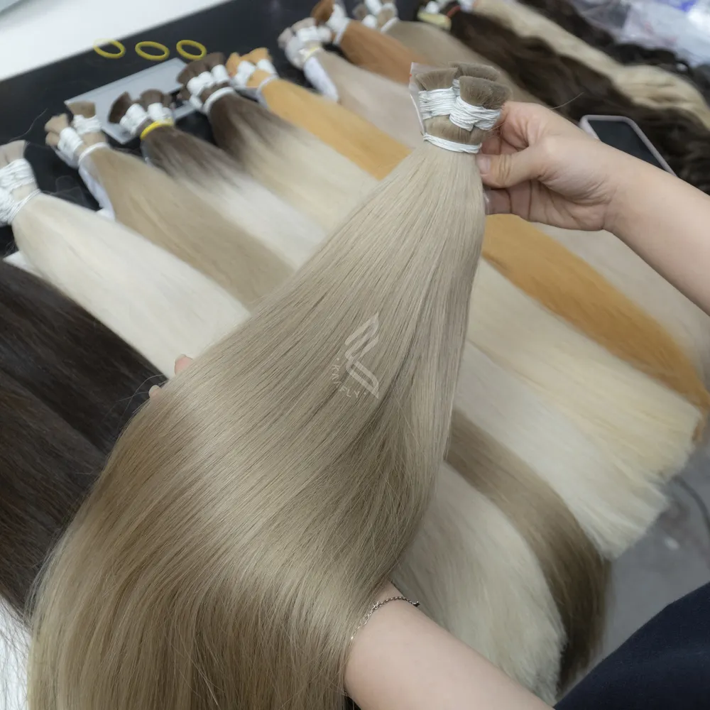 Ash Platinum Grey Extensiones de cabello Cabello ruso Virgen Cutícula Alineada Paquete de cabello