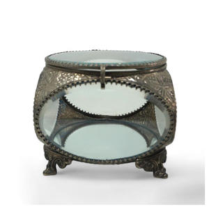 Boîtes à bijoux modernes en verre biseauté en laiton, finition laiton antique artisanale |   Boîte de rangement décorative de luxe pour bibelots, couleurs et tailles personnalisées - Product Image 2
