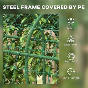 Arche de jardin en métal verte 17'' x 72'' x 72'' en forme de A pour plantes grimpantes, avec filet de grimpement inclus - Product Image 4